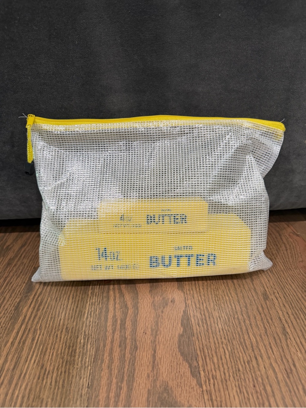 Jumbo and mini butter squishy in yellow bag. Barely used.